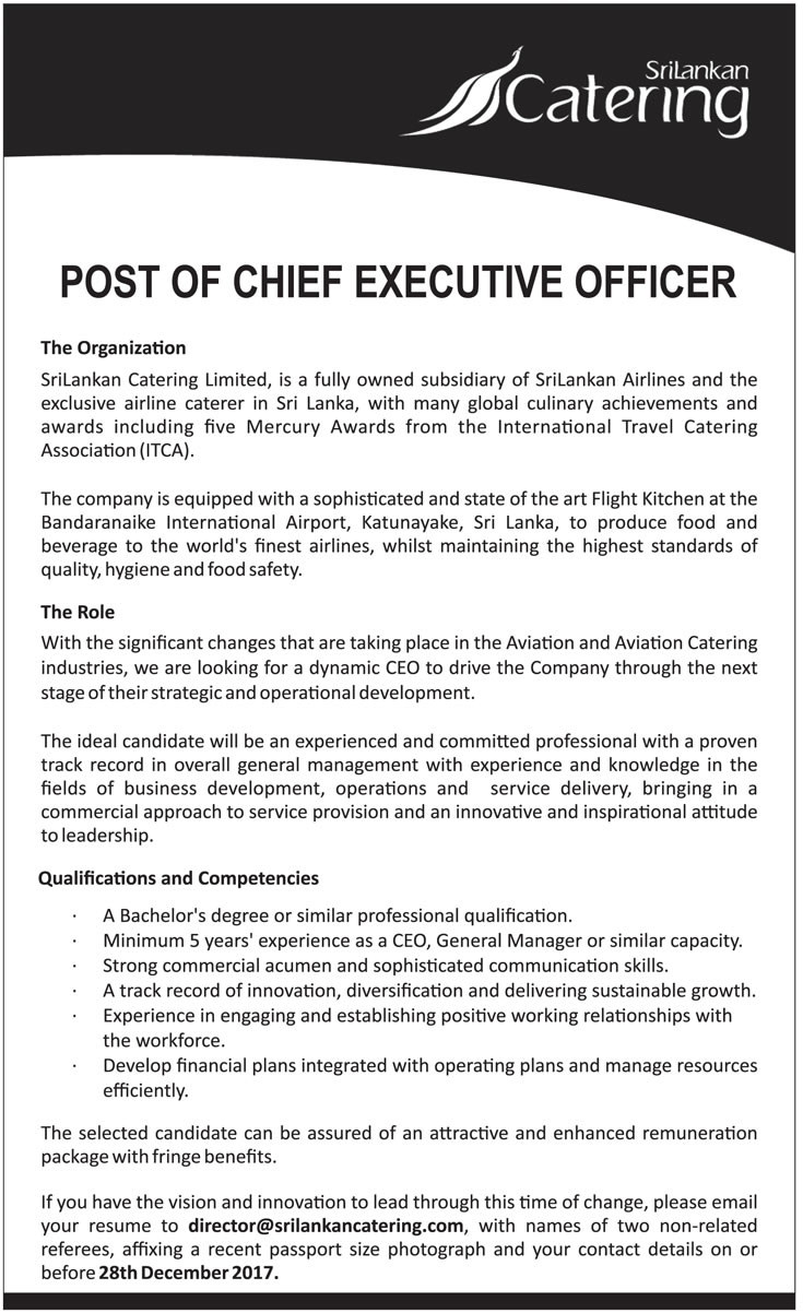 Chief Executive Officer - SriLankan Catering